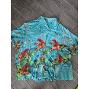 5:31 Jérôme Lamaar And Now‎ This Teal Tropical Hawaiian Snap Camp Shirt Large